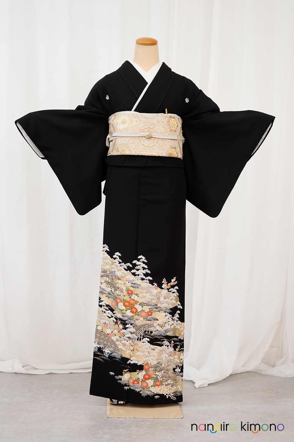 黒留袖フルセット｜新作 四季草花模様 KT016