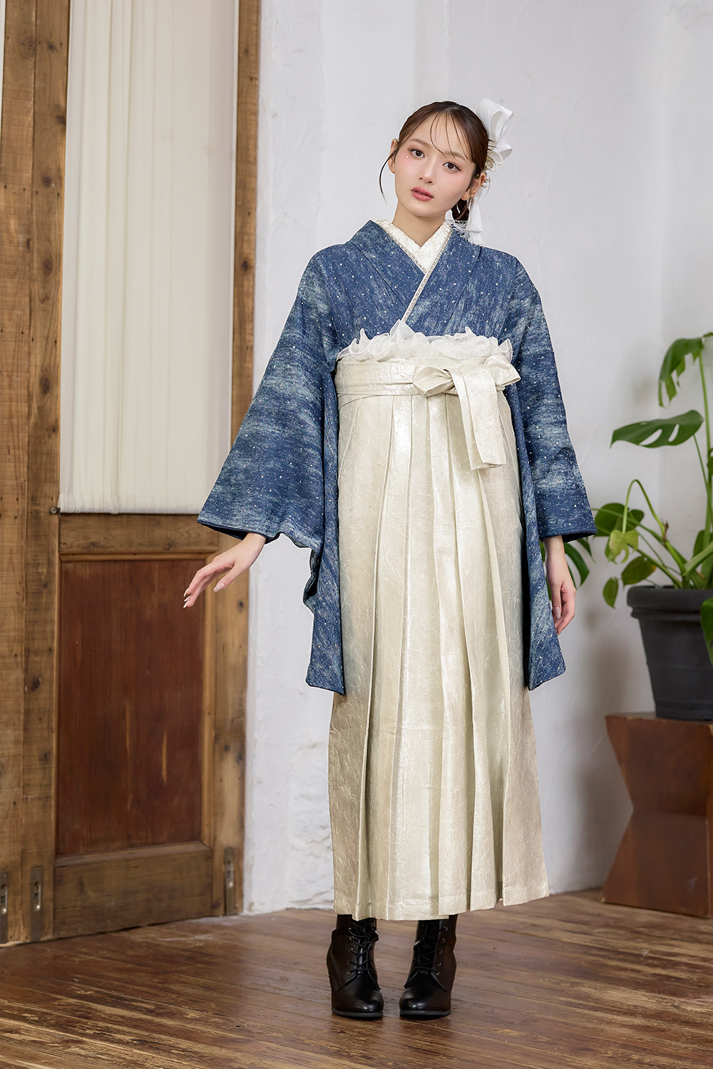 卒業式袴フルセット｜Kalanchoe(カランコエ)デニム生地スワロ付 2S224