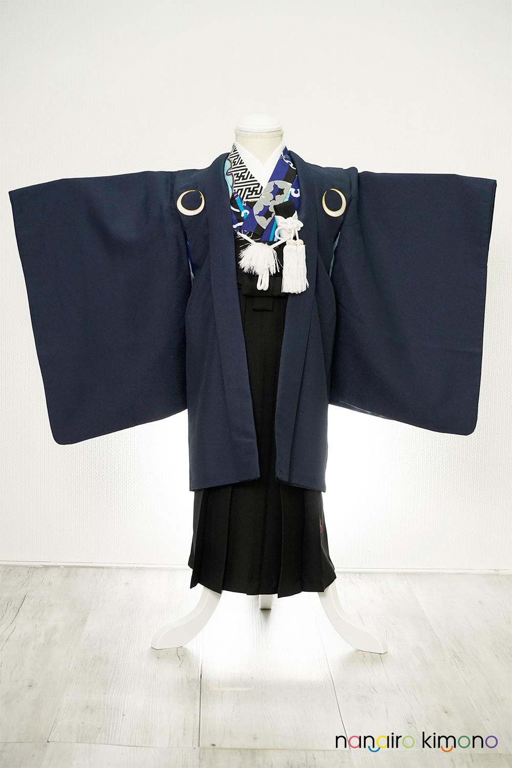 5歳男児・着物袴セットレンタル｜紺色・青色・黒色 B5-002